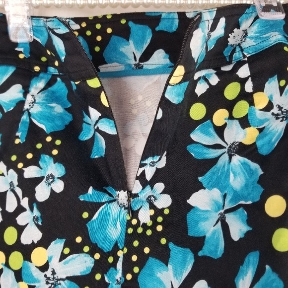 CONRAD C a-line skirt floral black turquoise 12P - Picture 3 of 6